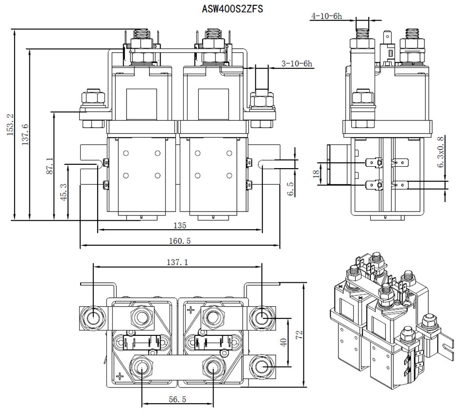  400A Motor DC Reversing Contactor for Boat Anchor